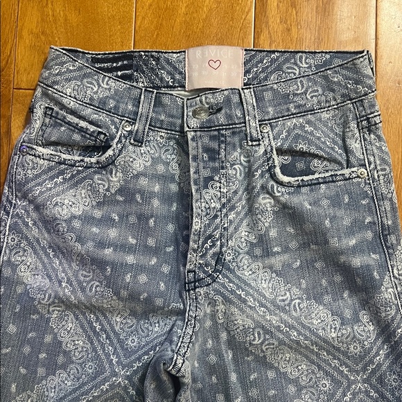 Revice La La Land Jeans Blue Bandana Print Distressed Skinny USA Premium Denim - Picture 2 of 13